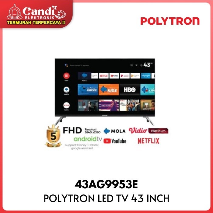 FROMO_SALE_SPESIAL POLYTRON Smart Android  Tv Led 43 Inch 43AG9953E