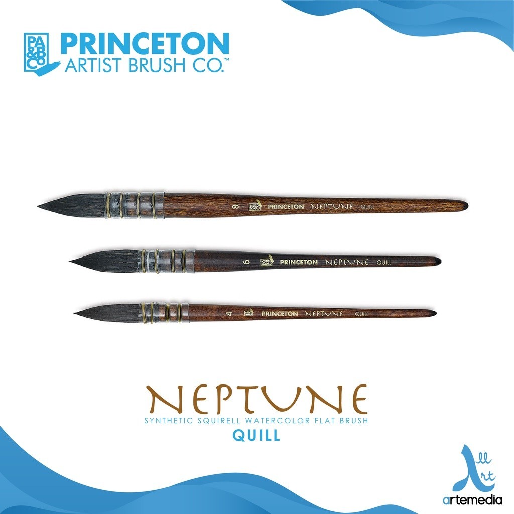 

Princeton Neptune 4750Q Quill Synthetic Squirrel Watercolor Brush Short Handle Kuas Lukis