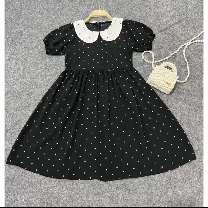 dress wednesday addams cosplay anak - M