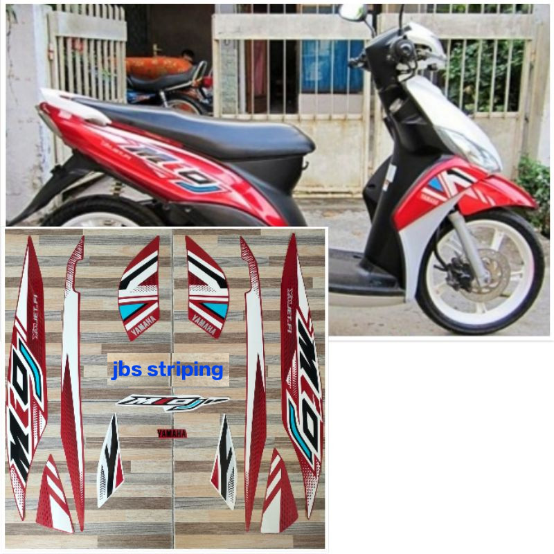 striping  Yamaha Mio J merah putih tahun 2012 2013 stiker mio j berkuatas bagus