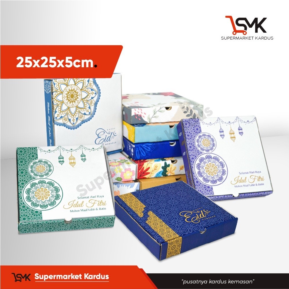 

Box 25x25x5 cm (KuKer Toples 250gr isi 4) Kardus/Karton/Kue Kering/hampers/idul fitri/eid mubarak/tinggi5