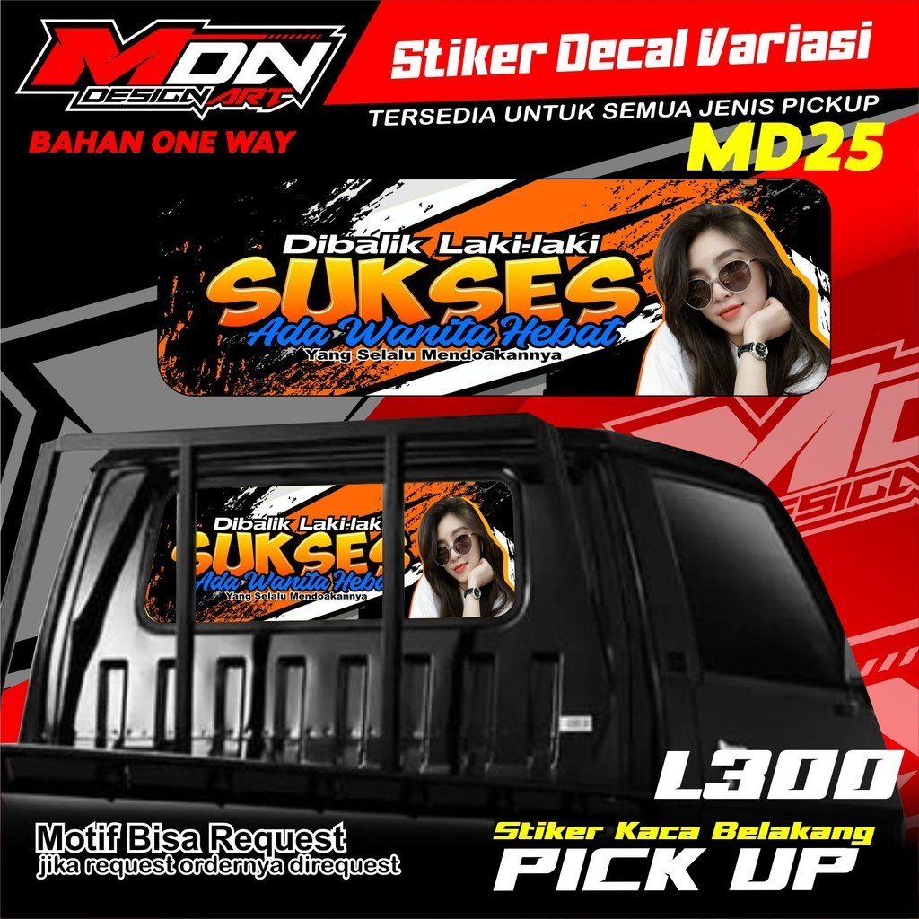 Stiker Kaca Belakang Pick Up - Sticker Pick Up L300 / T120SS / New Carry / Granmax bisa requsest