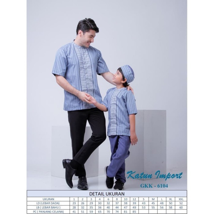 Baju Muslim Koko Couple Ayah Anak Lengan Pendek -  Biru Langit