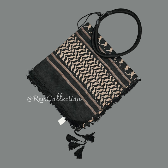 Ikat Kepala Sorban Arab Perlengkapan Haji dan Umroh Pria - Hitam, Allsize