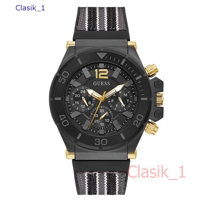 Original 100% GUESS GW0415G3  PILOT Jam Tangan Pria  Black Rubber