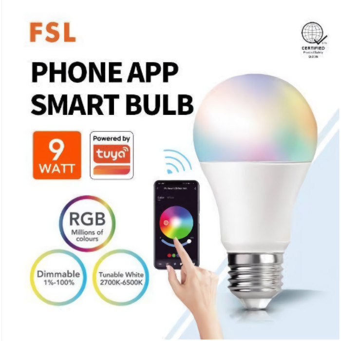 Lampu Smart Led Bluetooth 9 Watt FSL Smart Bulb RGB+WW Dimmable