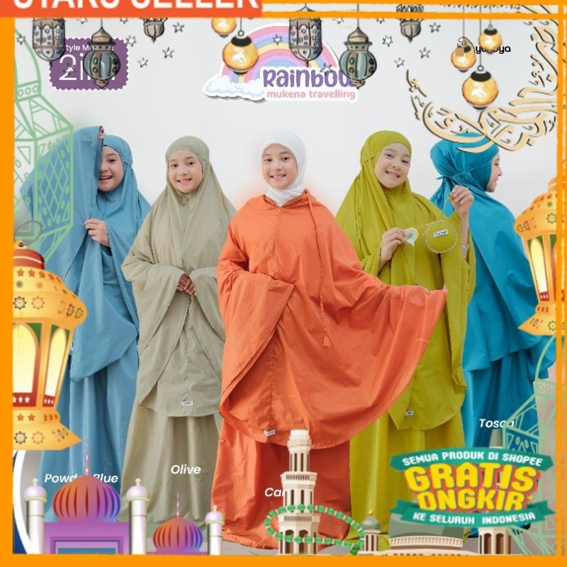 Rainbow Kids Mukena by Ayundya Official/ Pink Dusty Fanta Merah muda