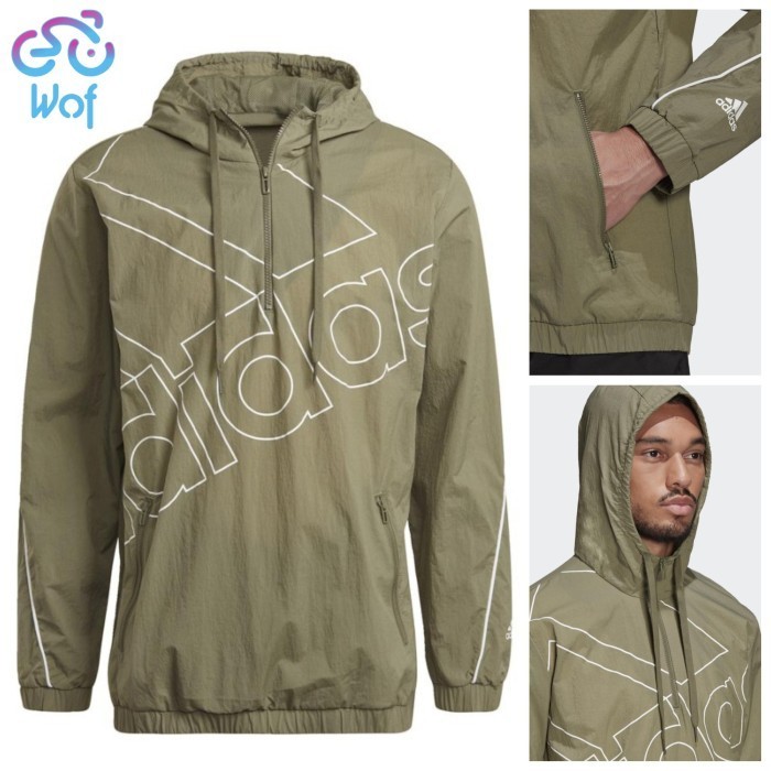 Jaket Pria ADIDAS Men Olahraga Lari Windbreaker Essentials Giant Logo Outdoor Sport Running Jacket