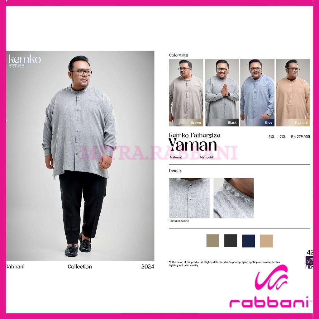 RABBANI ORI - Kemko Yaman F5Z Rabbani | baju koko jumbo | kemko rabbani | baju koko lengan panjang M