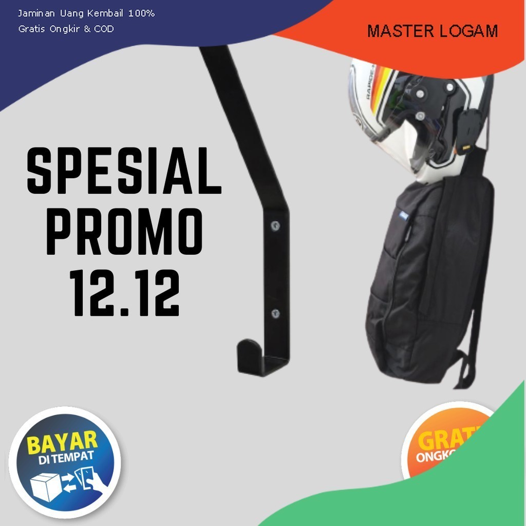Gantungan Tas | Cantolan Tas Baju | Gantungan Helm Dinding | Gantungan Tas | Rak Helm Besi