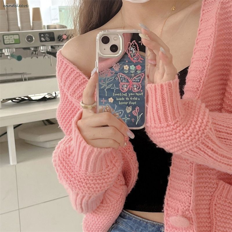 Kawaii Spiegel Mirror Case iPhone 11 13 XR XS 7Plus 8Plus Untuk Casing HP Phone Case-Win