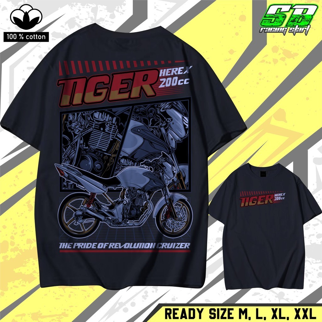 Kaos Motor Viral Terbaru Kaos TIGER HEREX 200CC Kaos CB GL MP Honda C70 Classic Vespa Kaos Honda Gan