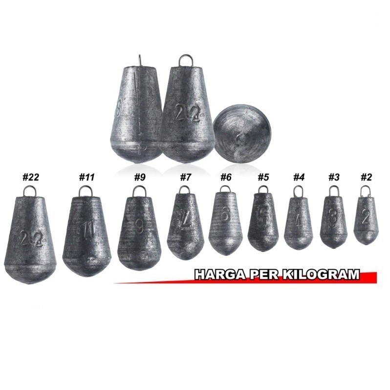 Timah Pemberat Pancing Harga Kiloan - Timah Labu Timah Dasaran Timah Mandas - PAKET BONUS