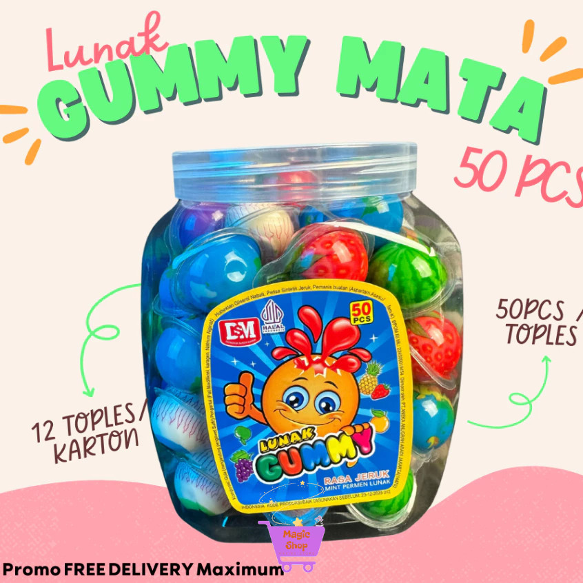 

GG - PERMEN LUNAK GUMMYMATA 50 PCS / PERMEN GUMMY JELLY VIRAL