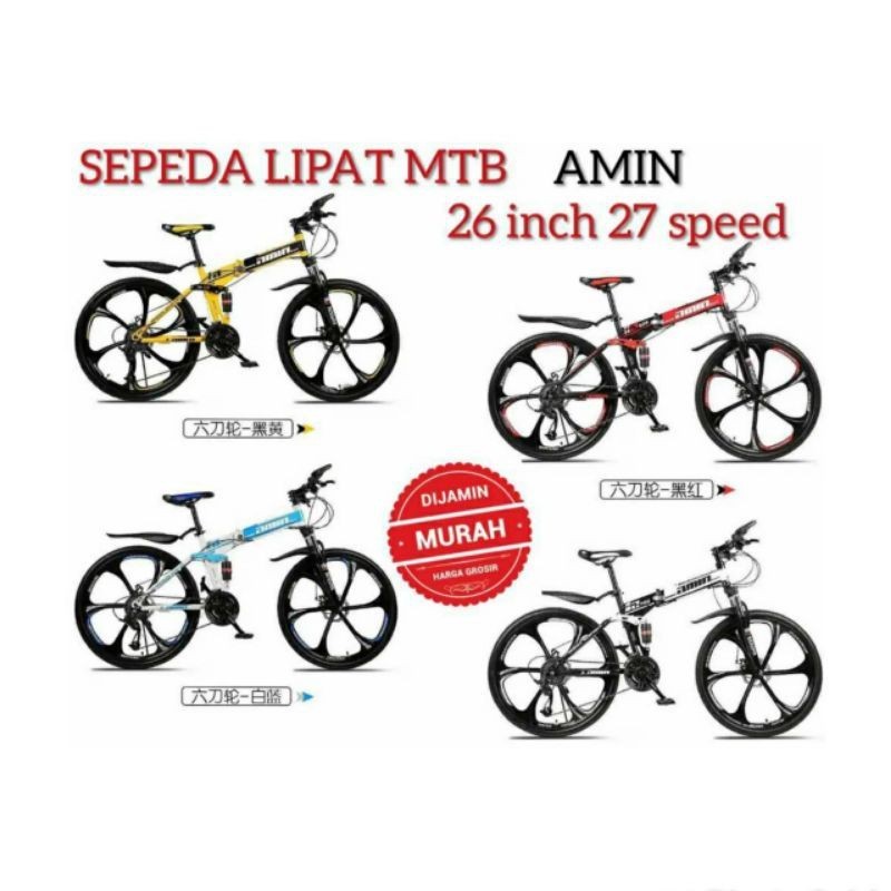 Sepeda Lipat Mountain Bike 26 inch  27 speed Merk Amin Sport Original