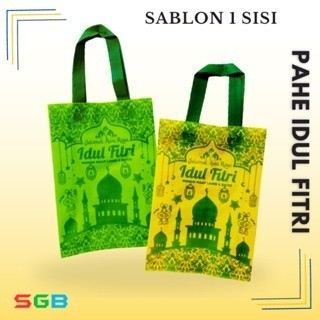 

[1 Lusin] Goodie Bag Handle Edisi Pahe Idul Fitri 1 sisi dan 2 Sisi - Spunbond Lebaran Isi 12pcs