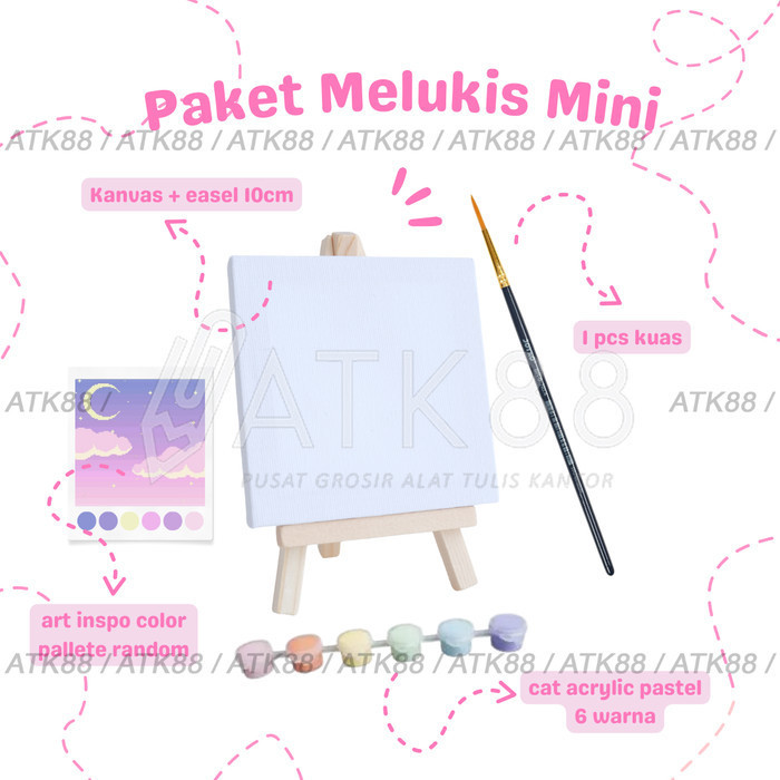 

Paket Melukis Mini Easel Acrylic Pastel Canvas Painting Kit Aesthetic - Segilima