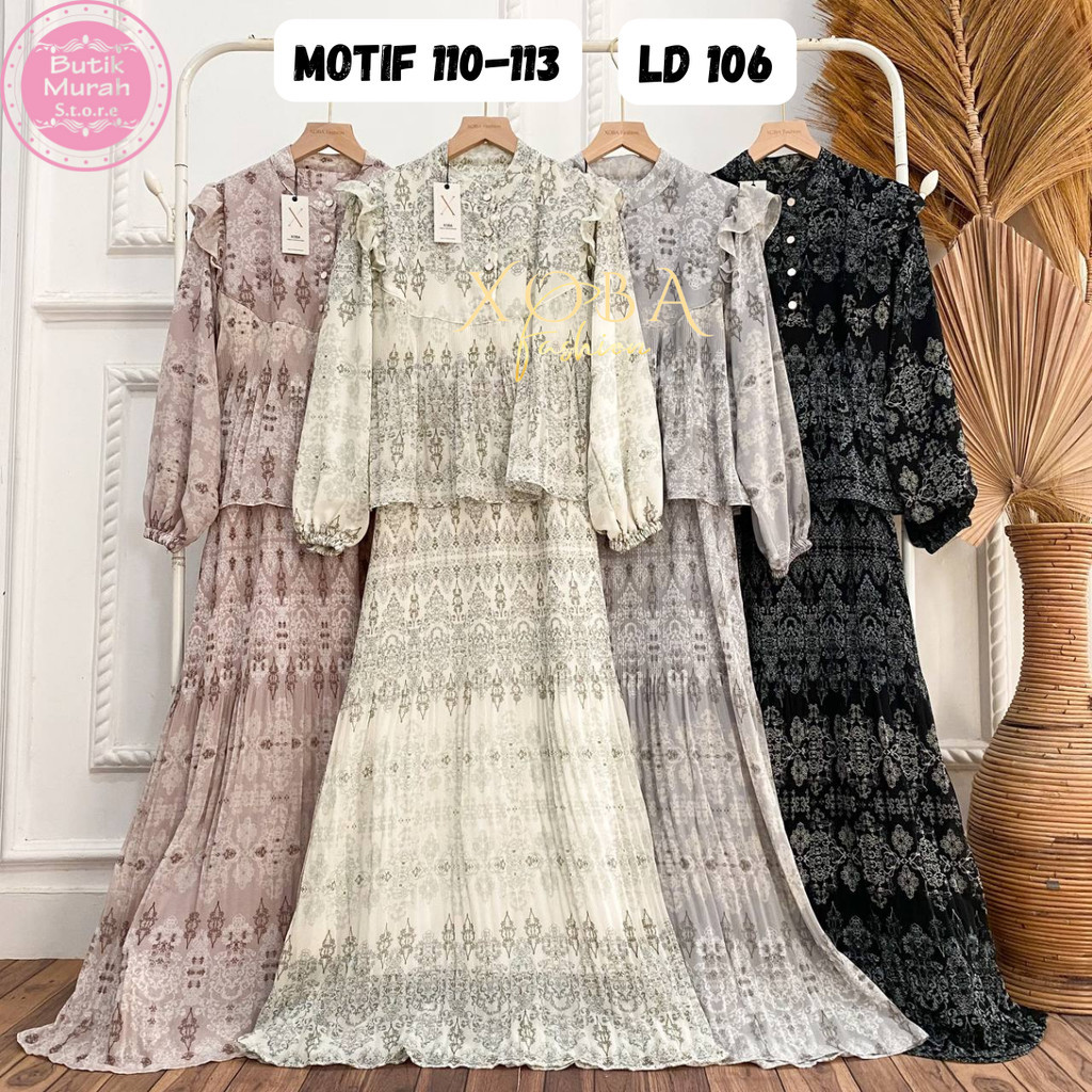 Xoba Fashion 3515 Motif 110-113 Gaun Kasual LD 106 Wanita Ceruti Full Furing Busana Muslim Wanita