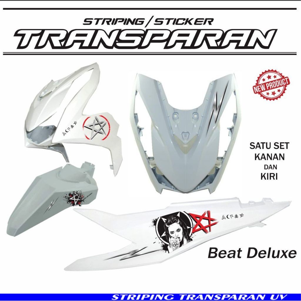 STIKER TRANSPARAN STRIPING MOTOR BEAT NEW DELUXE VARIASI KEREN
