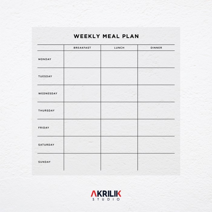 

ANDMA Weekly Meal Planner Akrilik Jadwal Menu Dapur Acrylic Kitchen Plan - 30 x 30 cm, Bening