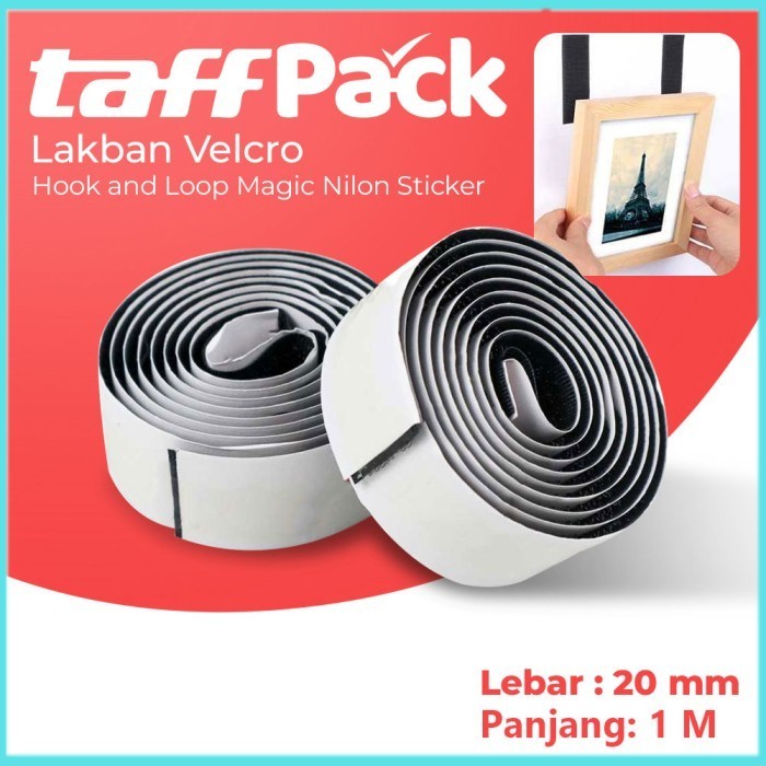 

TaffPACK Lakban Velcro Hook and Loop Magic Nilon Sticker 1m 20 mm - ZNK006 - Black - 7RHZJQBK