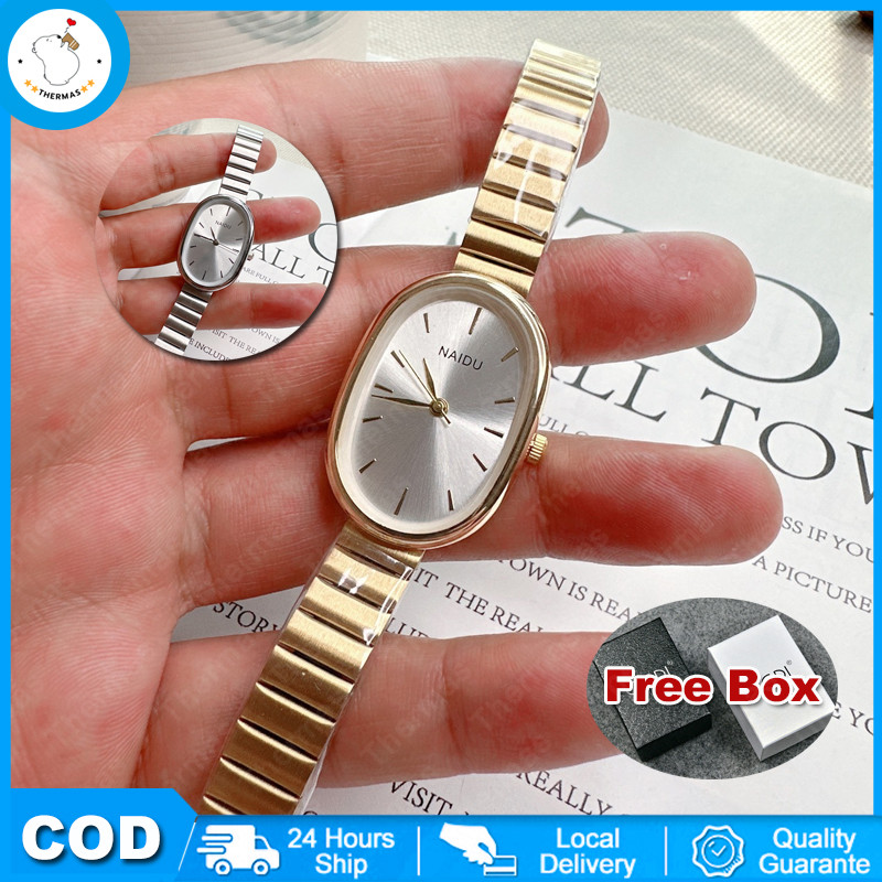 Jam Tangan Wanita Vintage Jam Tangan Wanita Rantai Oval Rantai Emas Perak Jam Tangan Wanita Tali Per