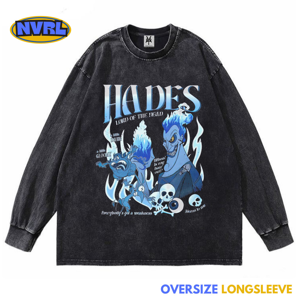 Kaos oversize longsleeve disney Hercules hades lord of the dead washed washing vintage tee