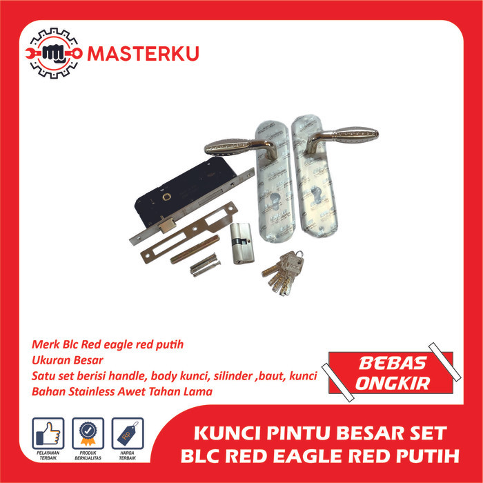 KUNCI PINTU BESAR SET BLC RED EAGLE RED PUTIH / KUNCI PINTU / HANDLE PINTU