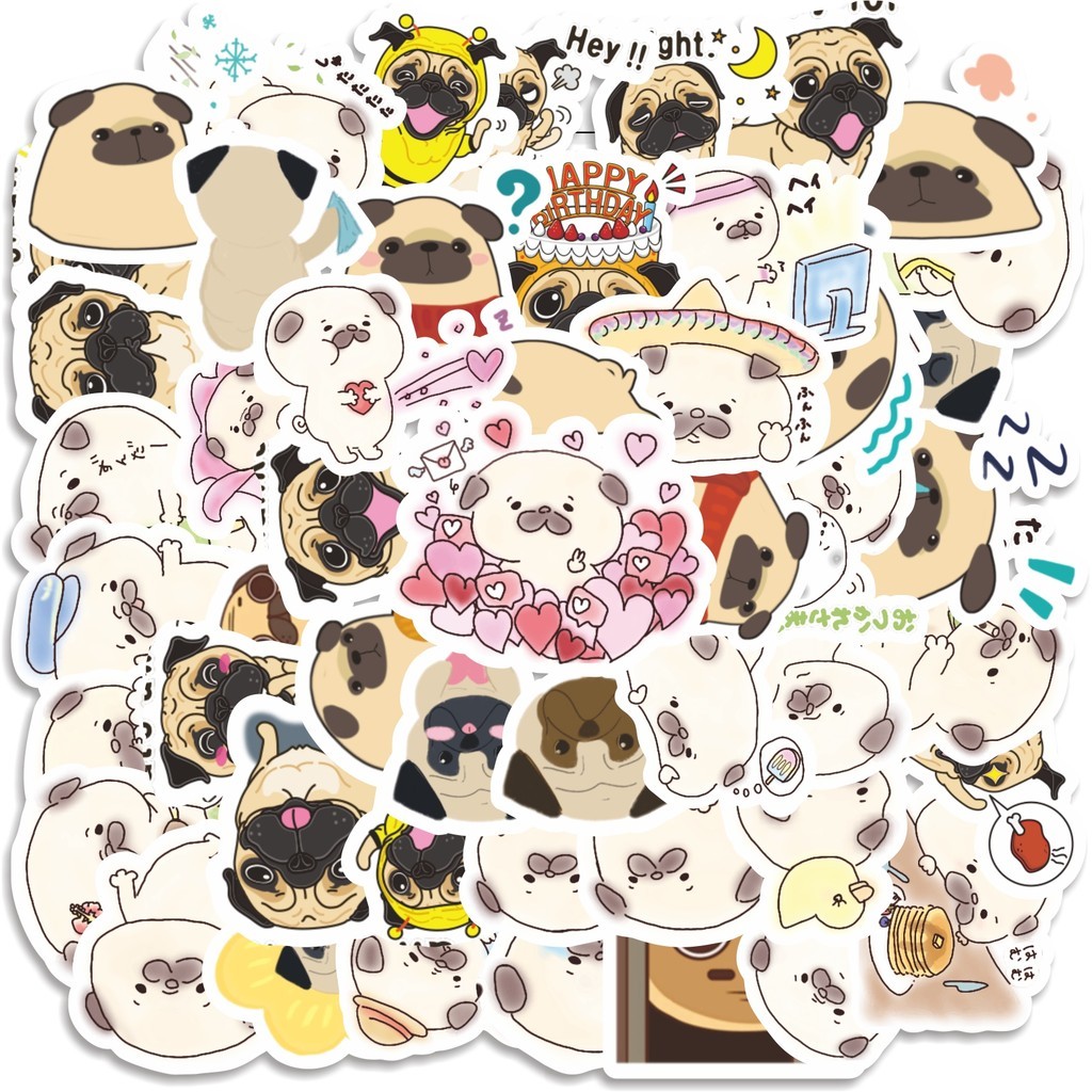

COD 50 Pcs Stiker Cute Pug Funny Dog V9 Lucu Anti Air Untuk Dekorasi Notebook Sepeda Skateboard Handphone