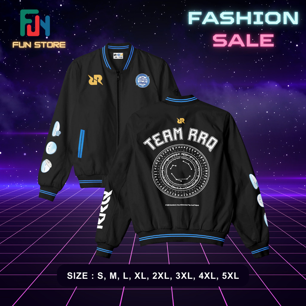 jaket varsity RRQ x Slime Jacket Bomber Black Ukuran oversize S M L XL 2XL 3XL 4XL 5XL evos alter eg