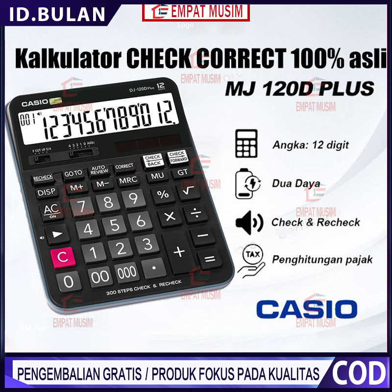 

CASIO Desktop Calculator /Kalkulator kerja Casio ilmiah MJ-120D PLUS/DJ-120D PLUS Kalkulator Casio Scientific Calculator Kalkulator Meja Check Correct 100% asli