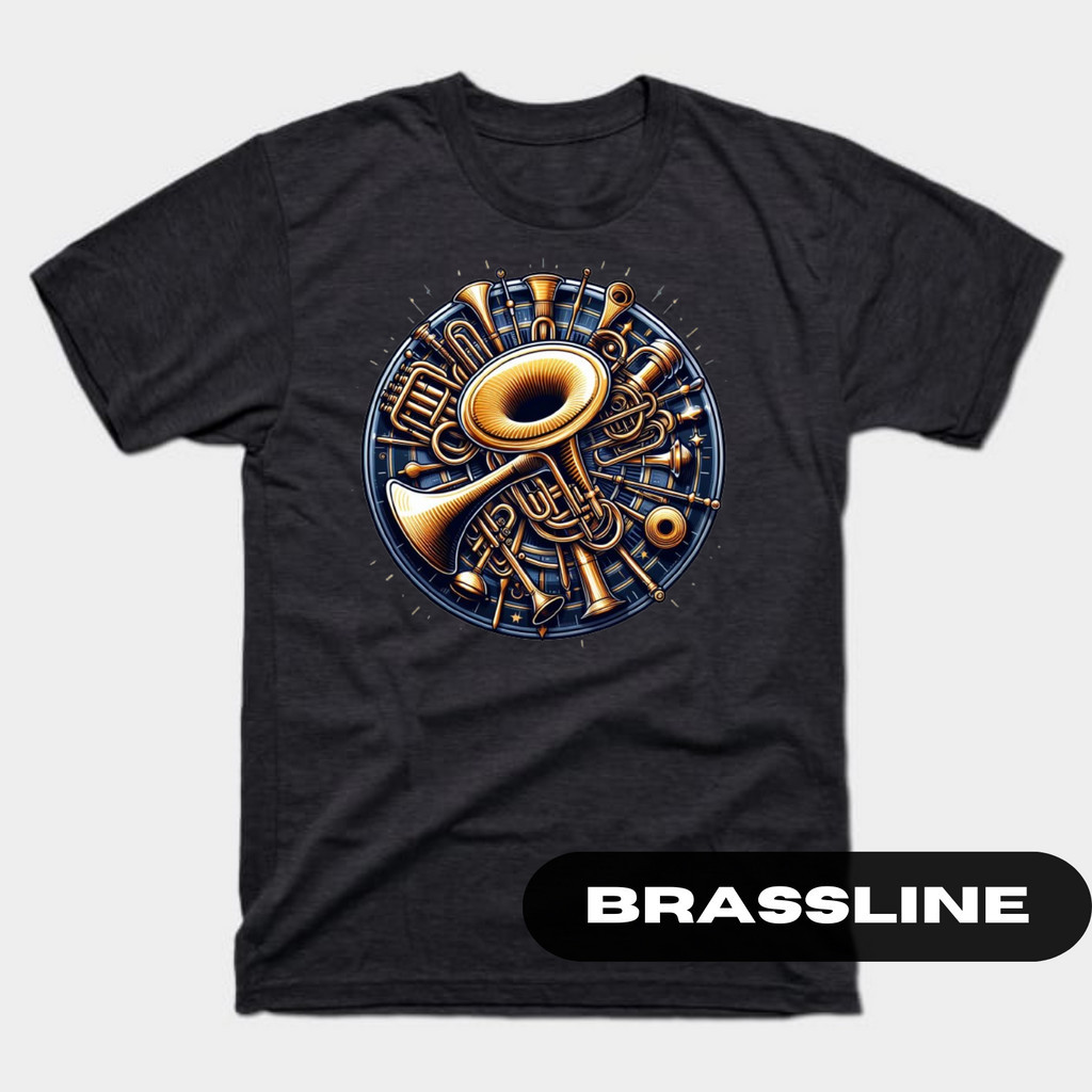 Kaos T Shirt Latihan Drumband Marching Band Horn Line Trumpet Mellophone baritone Tuba Brassline