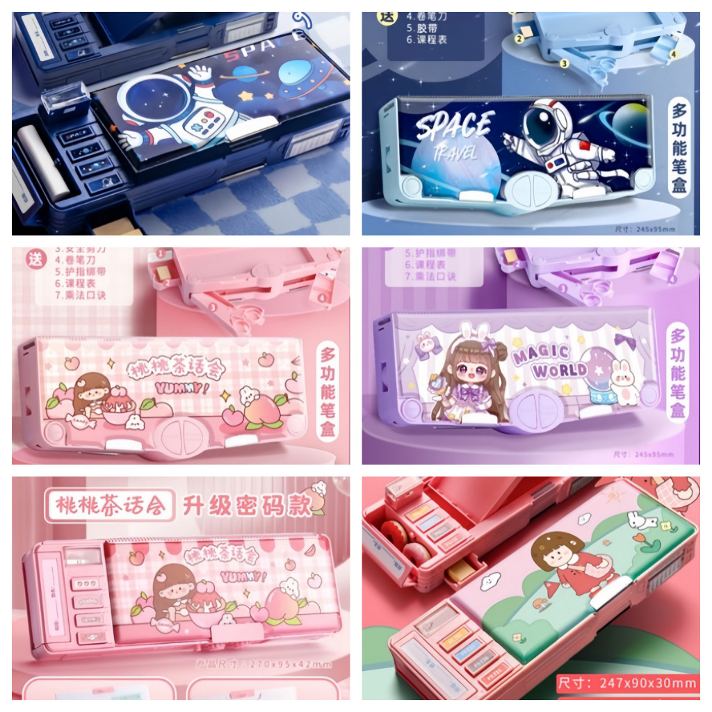 

[PROMO DISKON 50%] Tempat Pensil Multifungsi Motif Unicorn / Dinosaurus / Astronot Untuk Anak Tk/Kotak Pensil Pola Kartun Lapisan Ganda Tunggal dengan Rautan Kapasitas [PALING MURAH BISA COD]