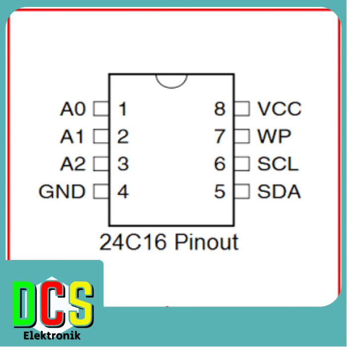 IC 24C16 EEPROM 16KBit 2KByte 8 Kaki SMD TQFP