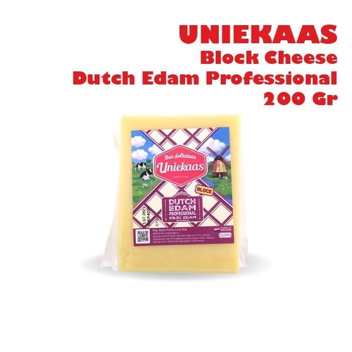 

UNIEKAAS Block Dutch Edam Professional 200 Gr / Keju balok Edam Prof 200gr