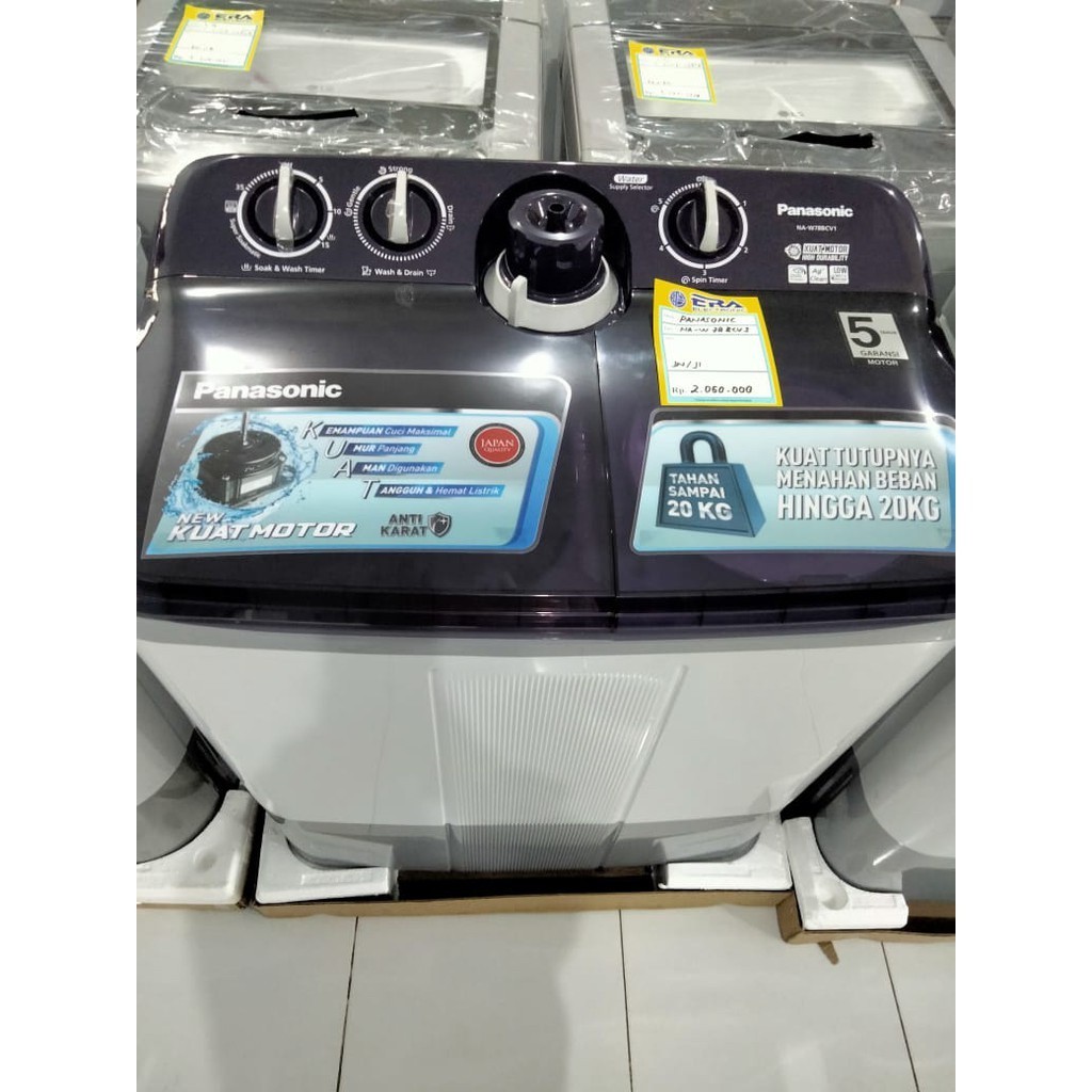 Mesin cuci 2 tabung PANASONIC NA-W 78 BCV1 kapasitas 7.5 Kg