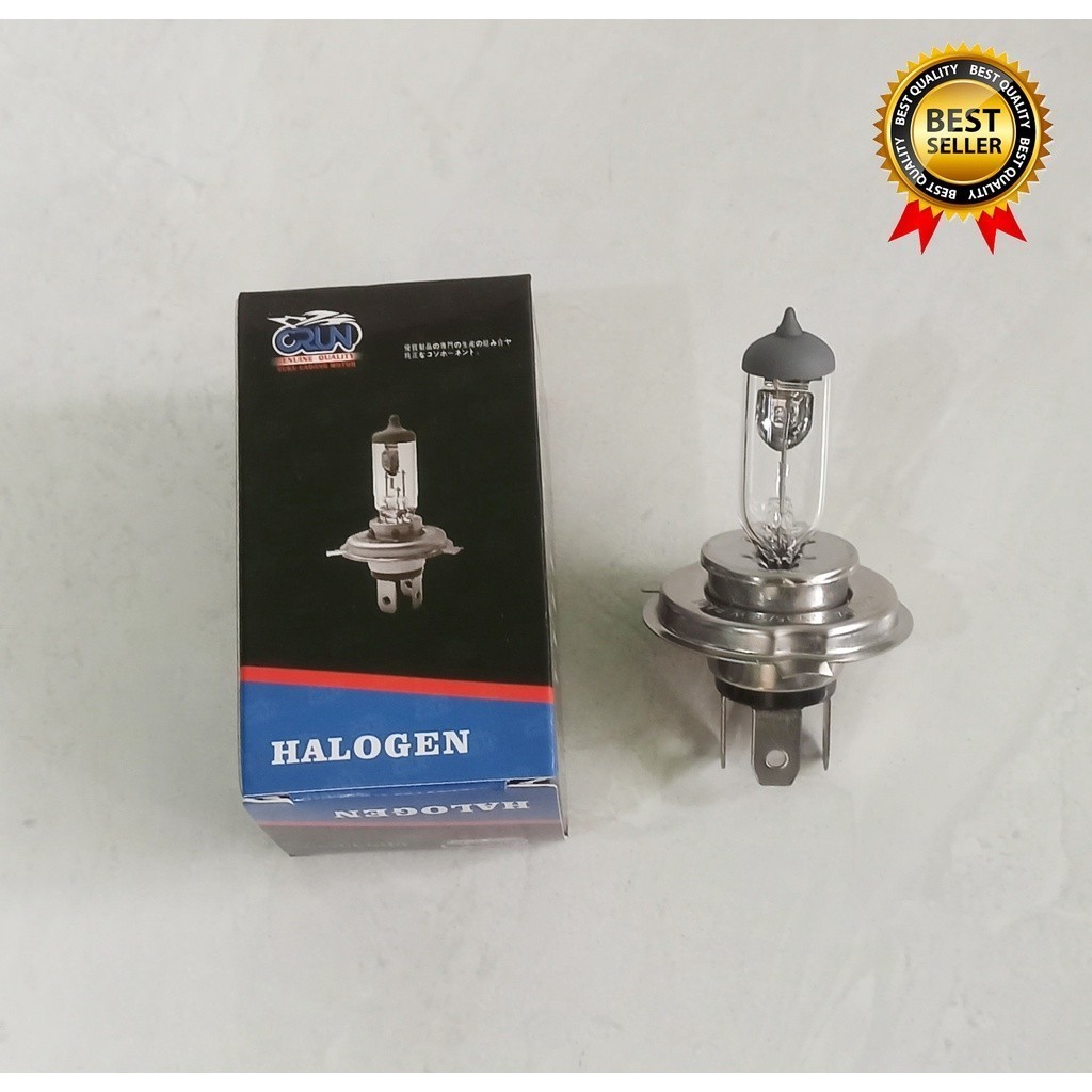 YSP92 SPAREPART -  BOHLAM HALOGEN DEPAN H4 PUTIH. BOLA LAMPU DPN HALOGEN VIXION LED asli crun CRUN
