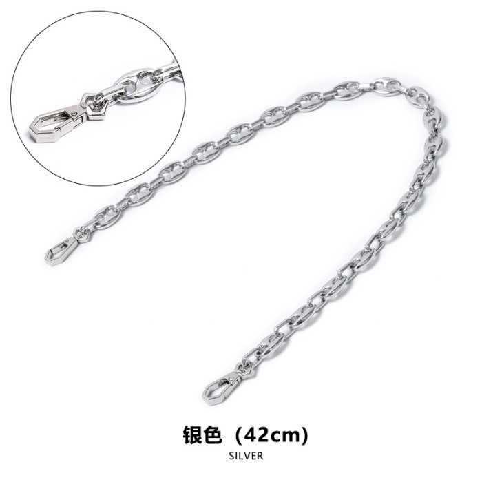 Lilo short chain tebal 42cm / tali tas rantai pendek - silver