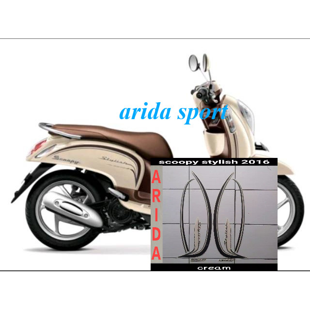 striping stiker  honda scoopy  stylish esp fi 2015 2016 cream motif striping original scoopy