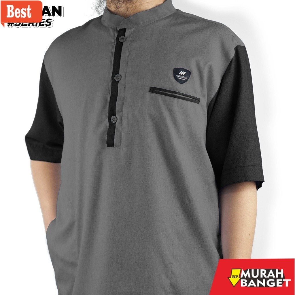 Baju muslim pria pendek- Baju Muslim Pria Dewasa Koko Kurta Reglan bahan Katun Madinah Adnan Series 