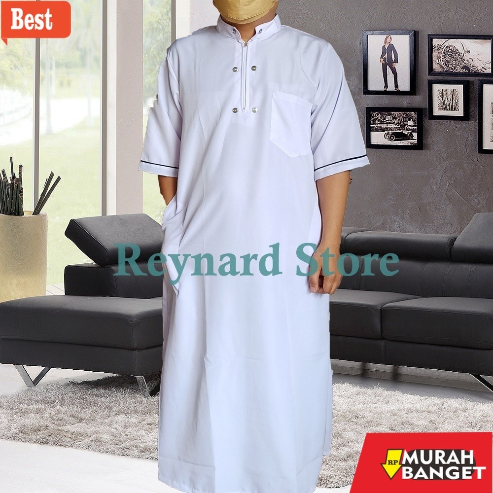 Baju timur tengah pria- Jubah Muslim Pria / Jubah Lengan Pendek / Gamis Jubah Pria Al Haramain / Gam