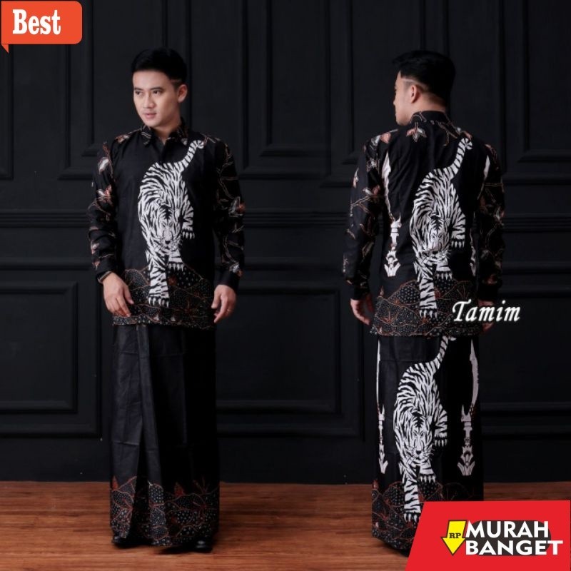 Sarung idaman- Setelan Baju Koko dan Sarung Dewasa Motif Macan Harimau