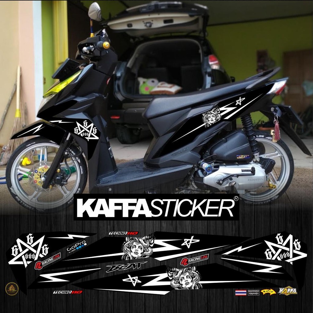 POLET LIS Striping Variasi Beat Esp/Beat Street Motif Medus Stiker List Hitam STIKER