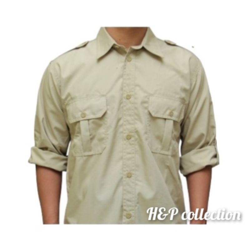 hj56g Enzino Baju Seragam PDL Pria Lengan Panjang , Kemeja PDL Putih , Kemeja PDL Marun, Kemeja PDL 