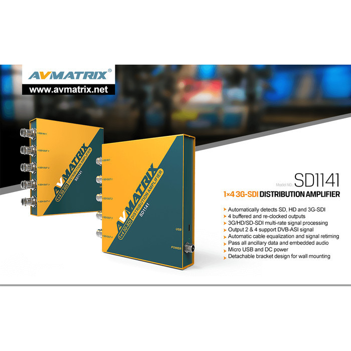 AVMATRIX SDI 4 Output distribution with Re-clocking feature