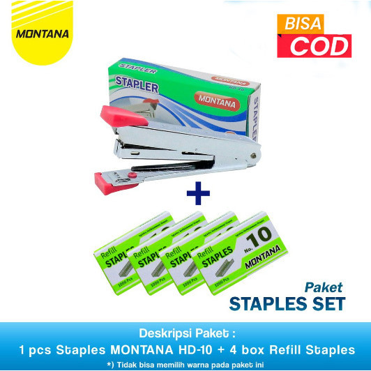

STAPLES SET 1Pc Stapler + 4 box Isi Montana Stapler HD10