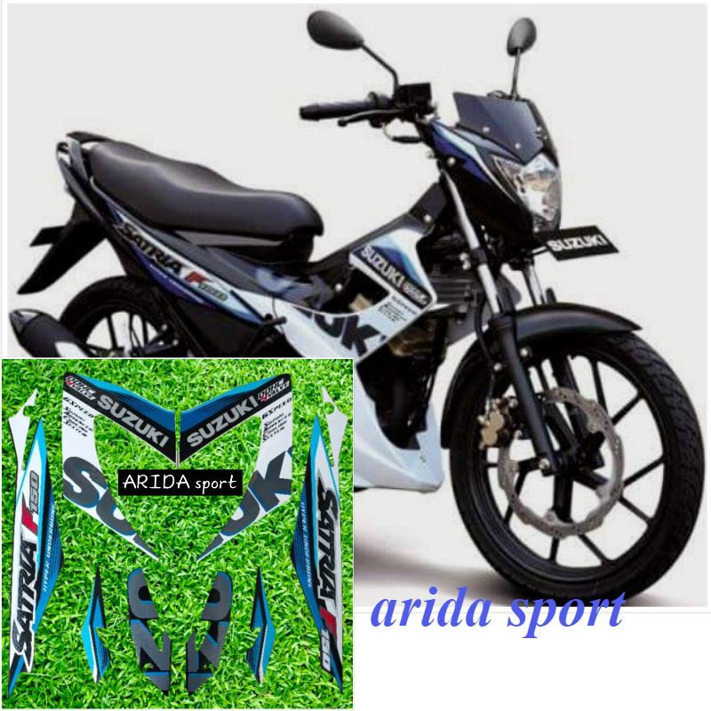 striping stiker  Suzuki Satria fu f 150 putih biru tahun 2015 2016 motif original
