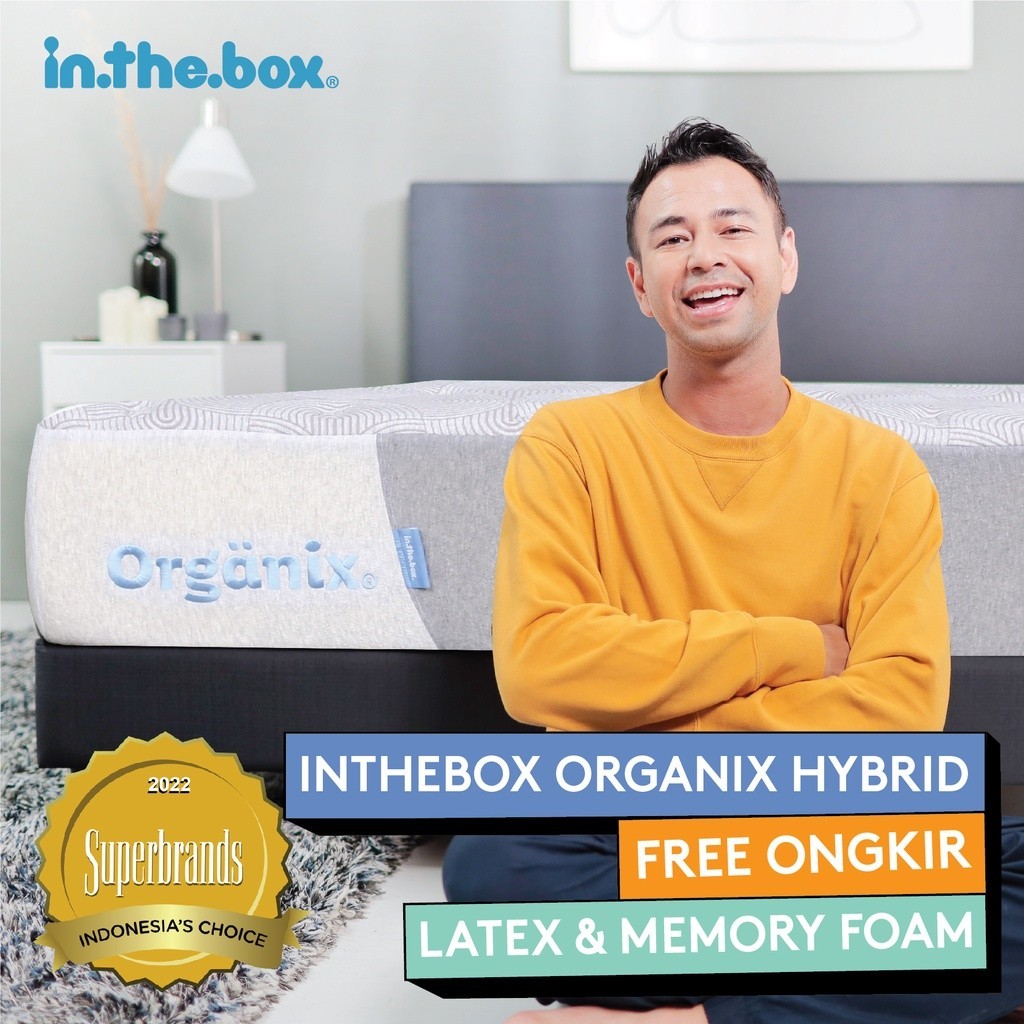 Kasur Latex Busa INTHEBOX ORGANIX HYBRID - FREE Bantal | Ukuran 90x200, 100x200, 120x200, 140x200, 1