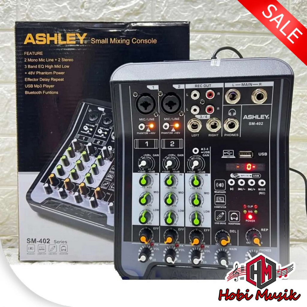 Audio Mixer Soundcard Ashley Mixer 4 Channel Bluetooth SM402