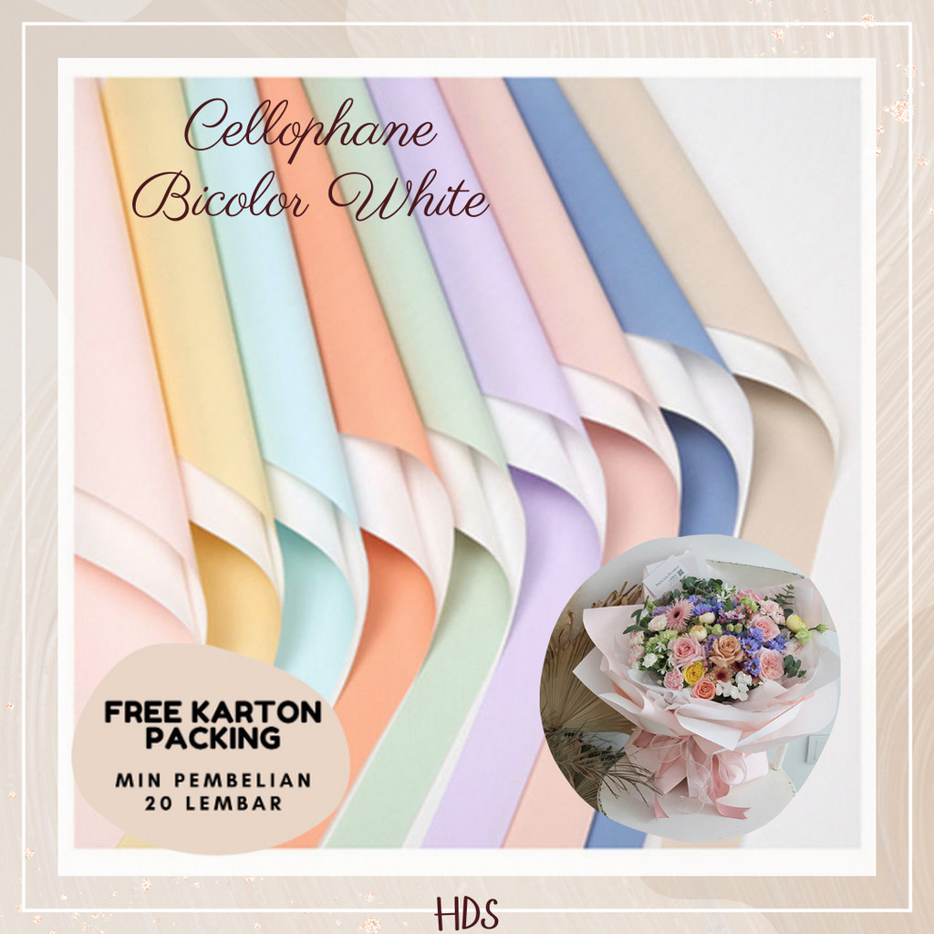 

[TERMURAH] ECER WHITE BI COLOR FLOWER WRAPPING CELLOPHANE 2 TONE DUA WARNA KERTAS BUKET BUNGA FLORAL WRAP SOFT